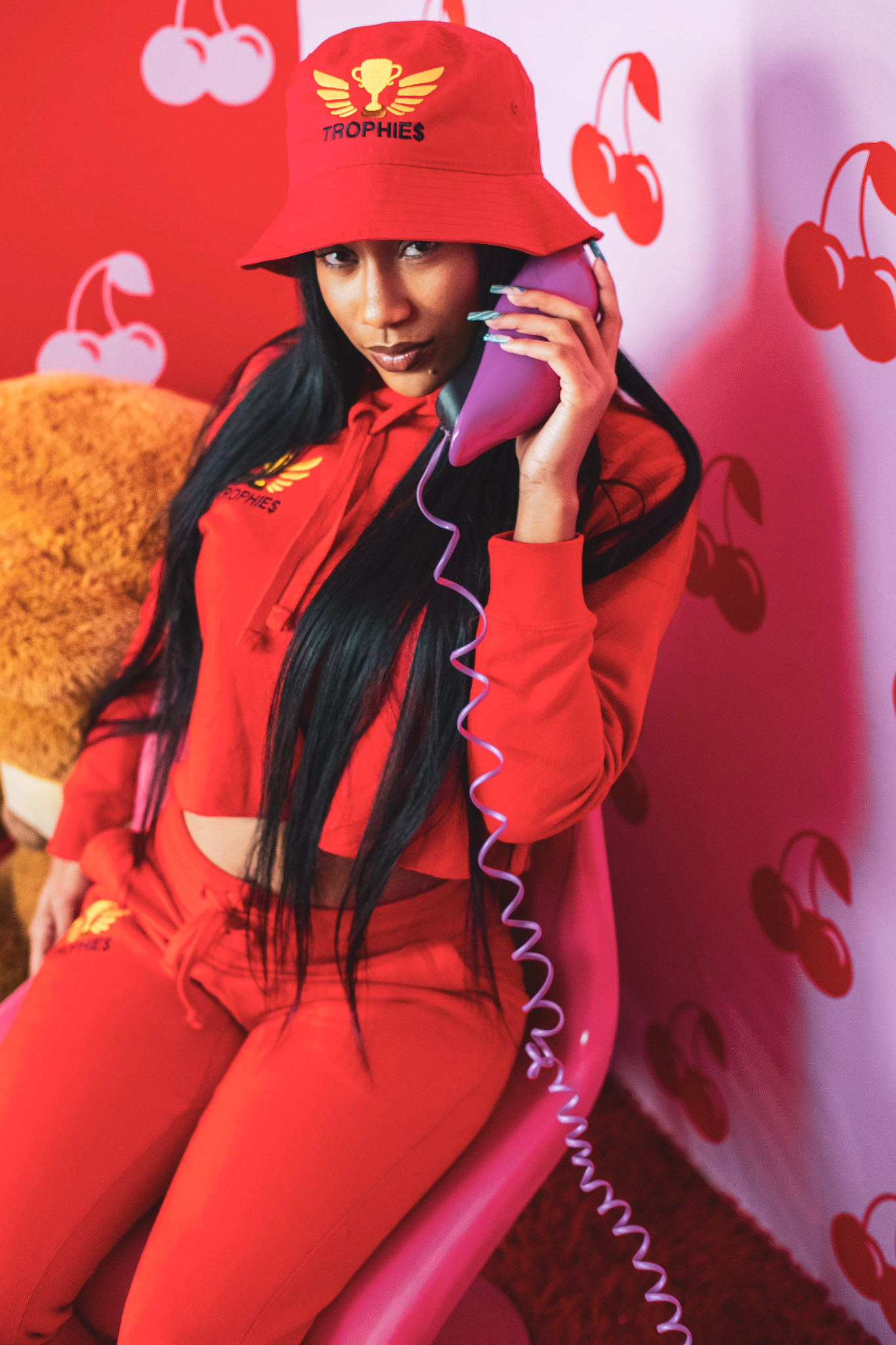 Trophies Red Crop Top Set (Women's)