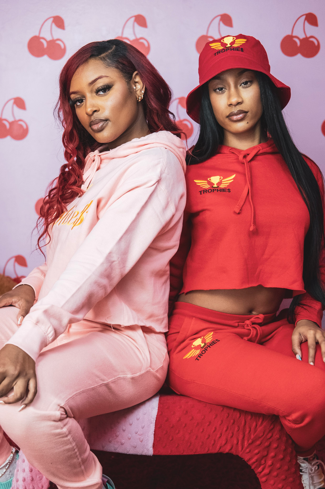 Trophies Pink Crop Top Set (Womens)
