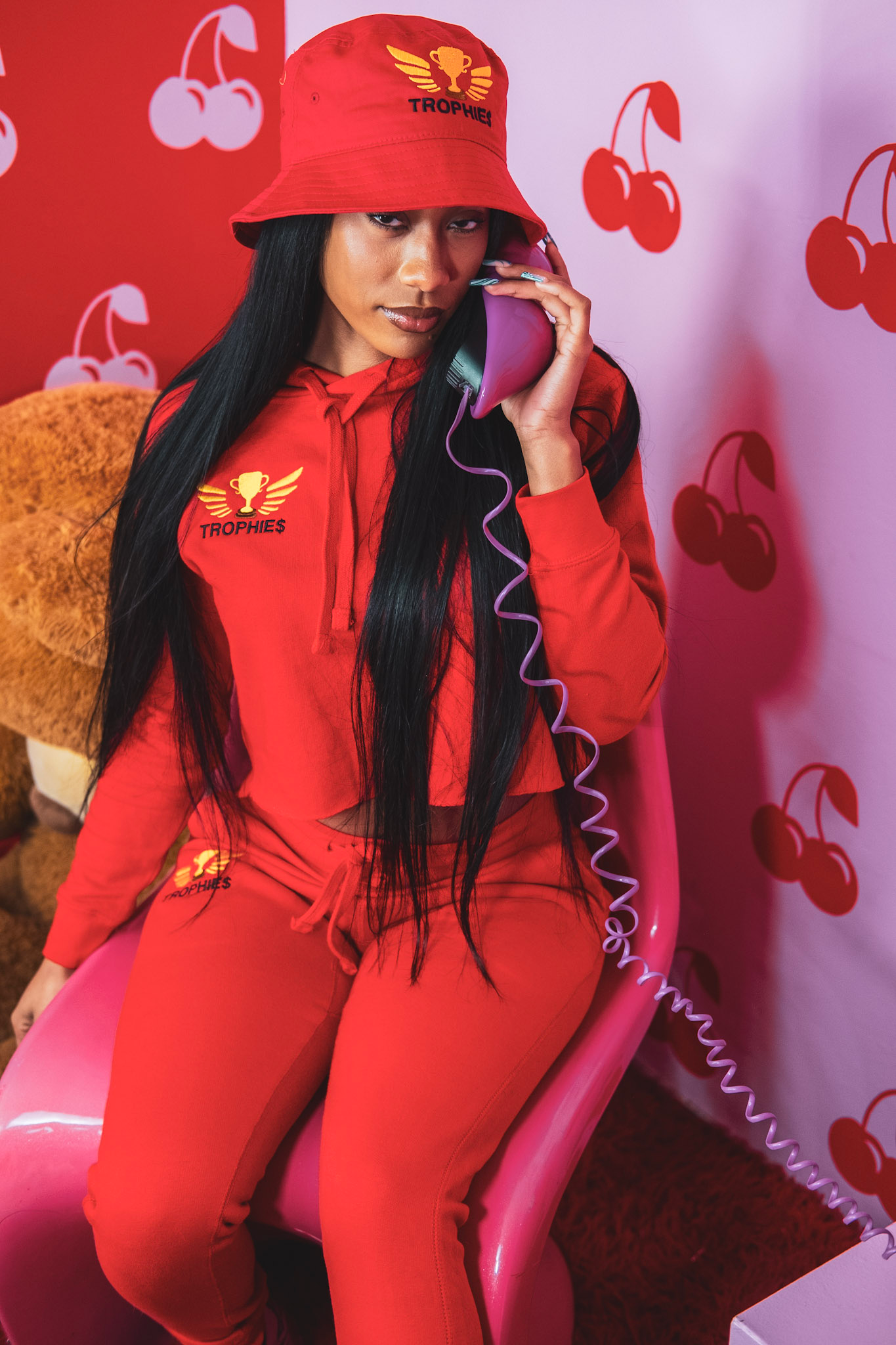 Trophies Red Crop Top Set (Women's)