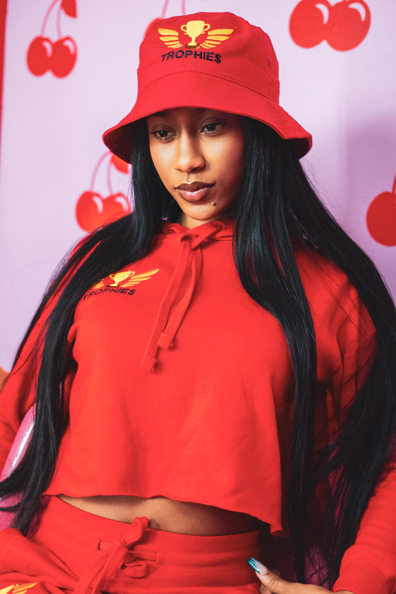 Trophies Red Crop Top Set (Women's)